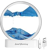 OSDUE Moving Sand Art Picture, 3D Deep Sea Sandscape in Motion, Round Glass Frame Display Flowing...
