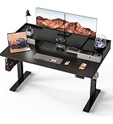 Kingant 55 x 30 Inch Electric Standing Desk with Dual Drawers, Adjustable Height Computer Desk fo...