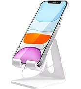 Crpich Acrylic Cell Phone Stand, Portable Phone Holder, White Phone Stand for Desk, Compatible wi...