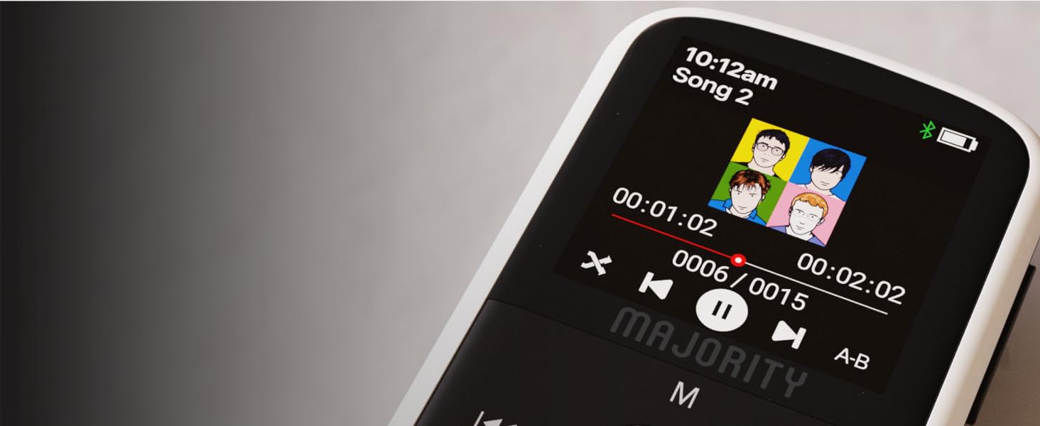 The MP3 Go comes with a vibrant color display, allowing you to enjoy clear, vivid visuals
