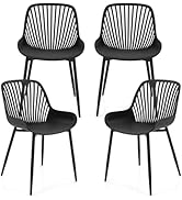 Giantex Black Dining Chairs Set of 4, Modern Kitchen Chairs w/Metal Legs, Cutout Backrest, Curved...