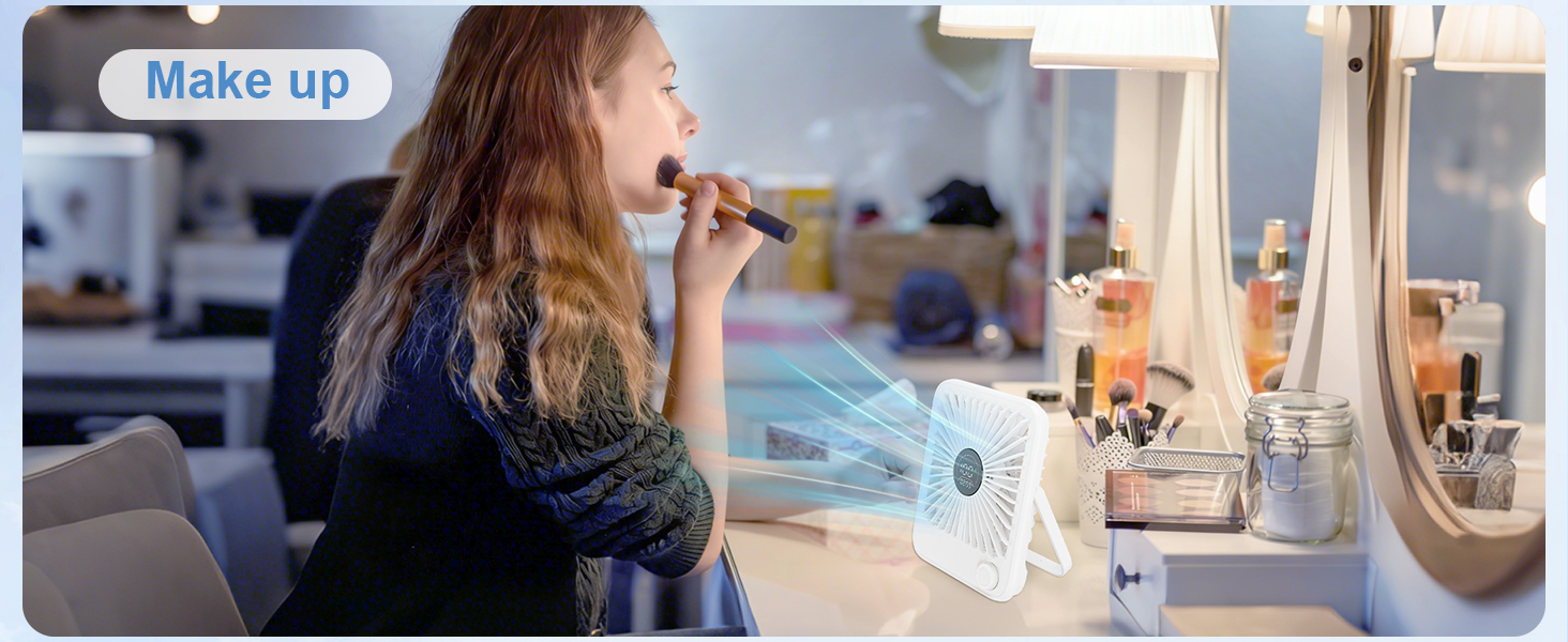 white portable desk fan