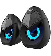 AULA N69 Computer Speakers, USB 2.0 Powered PC Speakers with RGB LED Lights, Stereo Surround Soun...