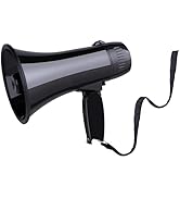 MyMealivos Portable Megaphone Bullhorn 20 Watt Power Megaphone Speaker Voice and Siren/Alarm Mode...
