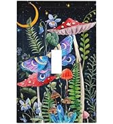 Gothic Moth Mushroom 1-Gang Outlet Light Switch Cover Decorative Single Toggle Face Wall Plate St...