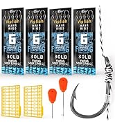 Vipfish 24 Pack Pre-Tied Carp Rigs with Sharp Hooks, Swivel &amp; PE Line – Hook The Big One with Boi...
