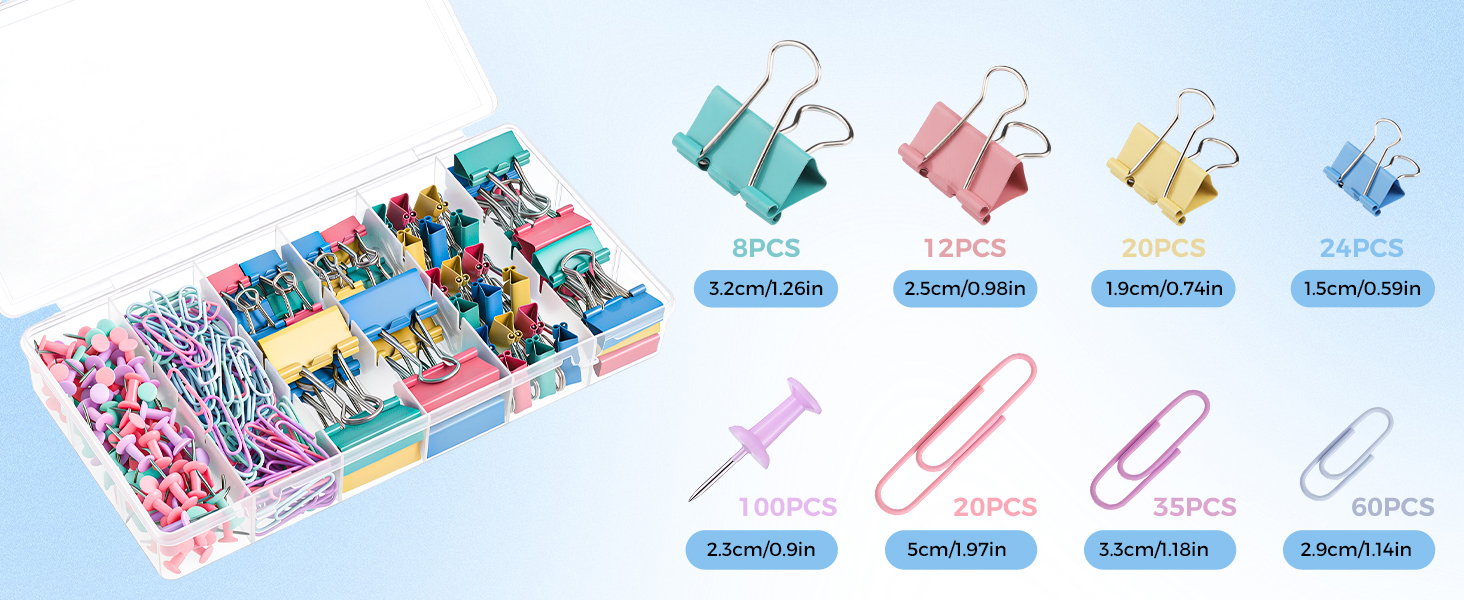 Paper Clips and Binder Clips Set Assorted Sizes