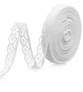 LYXMYGS 30-Yard Lace Trim Ribbon, White Lace Ribbon, 0.5 inch Width White Laces Trims Delicate Fl...