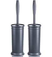 Toilet Brush and Holder 2 Pack, Toilet Bowl Brush with Extra Long Handle, Toilet Scrubber and Cov...