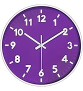 JENLYSTIME 12 Inch Modern Indoor Outdoor Clock,Round Bright Colorful Dial,Non Ticking Silent Quar...