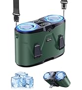 KIMMOO Dual-Motor Rechargeable Waist Fan with Ice Cooling, 25000 RPM High-Speed Neck Belt Clip-on...