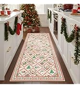 Christmas Kitchen Rug Runners for Hallway Runner Rugs, Santa Non Slip Washable 6 ft Long Runner R...