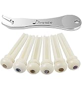Donner Acoustic Guitar Bridge Pins, 6PCS White Bone Bridge Pins Inlaid 3mm Abalone Dot with Guita...