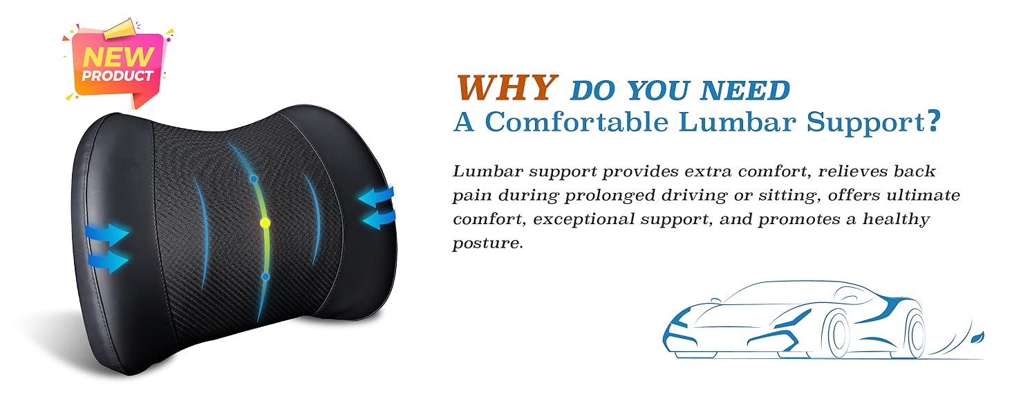 Car back support ensures ultimate comfort for the driver during long-time driving.
