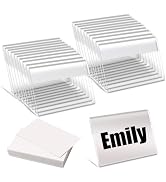 zandfelo 20 Pcs 3.5'' x 2.5'' Clear Card Display Stands with Blank Labels, L-Shape Plastic Name C...