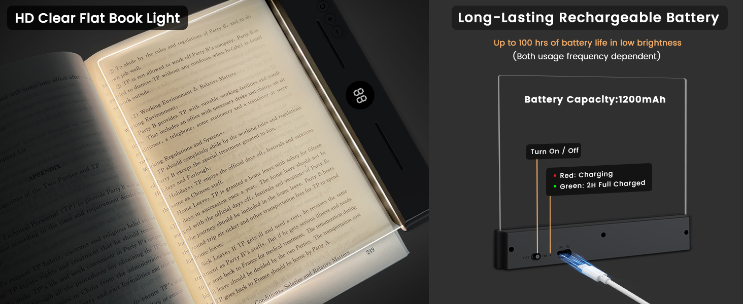 easuntec book light reading light at night reading lights for books in bed flat book light black 02