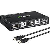 AIMOS KVM Switch 2 Ports, HDMI USB KVM Switcher Support Keyboard Hotkey Switch Way, for 2PC Share...