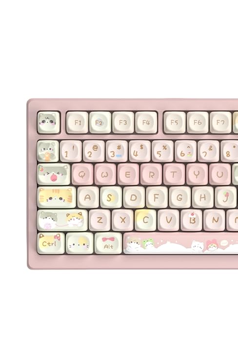 womier cute pbt keycap set,pink moa profile keyboard keycaps
