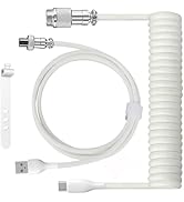 Micscrew White Coiled USB C Cable - 1.5M for Mechanical Keyboards (Win/Mac/Gaming)