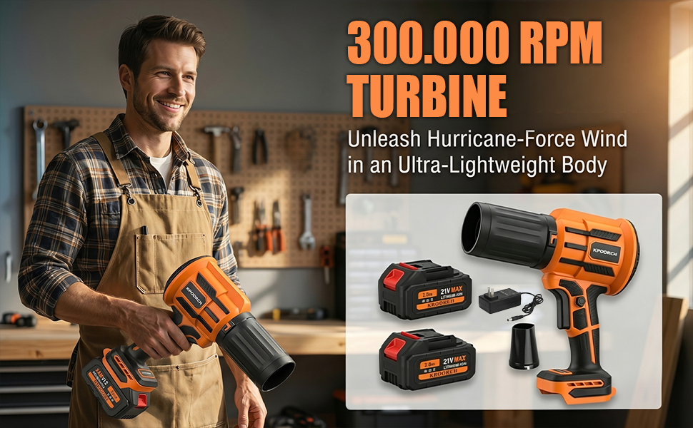 Electric Cordless Leaf Blower, 300,000 RPM Handheld Leaf Blower