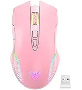 SIMGAL RGB Wireless Gaming Mouse, Pink, Rechargeable, Ergonomic Design, Adjustable DPI, Compatibl...