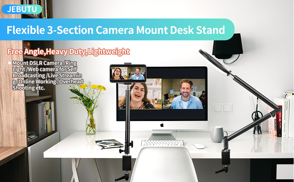 3-Section Heavy Duty Overhead Camera Desk Mount Stand
