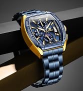 OLEVS Watches Men Chronograph Waterproof Rectangle Face Moon Phase Stainless Steel Strap Dress Wa...