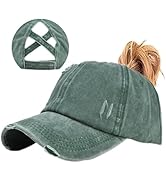 Enwokran Women Ponytail Hat Baseball Cap, Adjustable Criss Cross Buns Ponycaps High Bun Cotton Di...