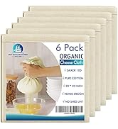 6 PCS Reusable Cheesecloth, Grade 100, 20x20 Inch Hemmed Organic Cheese Cloth for Straining Craft...