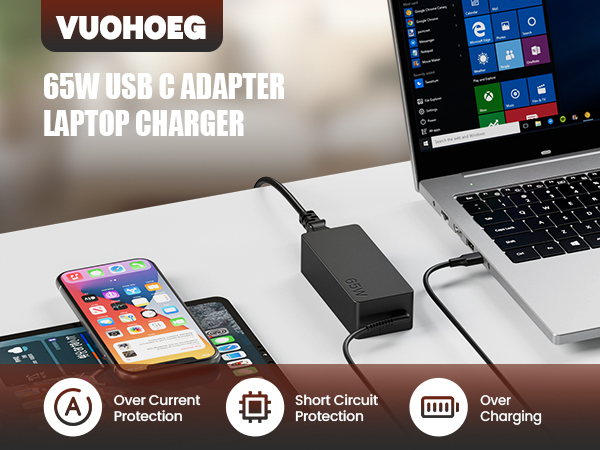 65W USB C Charger for Chromebook Laptop