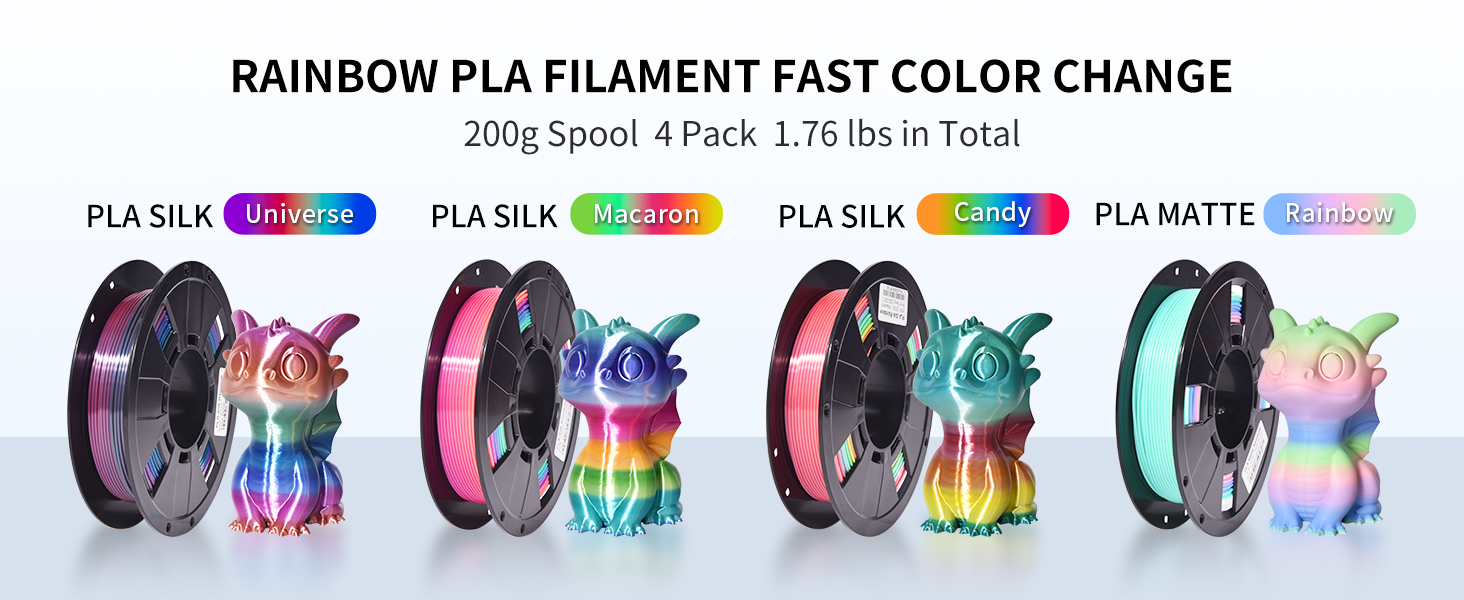 rainbow PLA filament fast color change