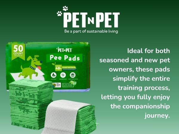 Pet N Pet 50 Counts Pee Pads for Dogs, 48% USDA Certified Plant Based Dog Pad, Unscented