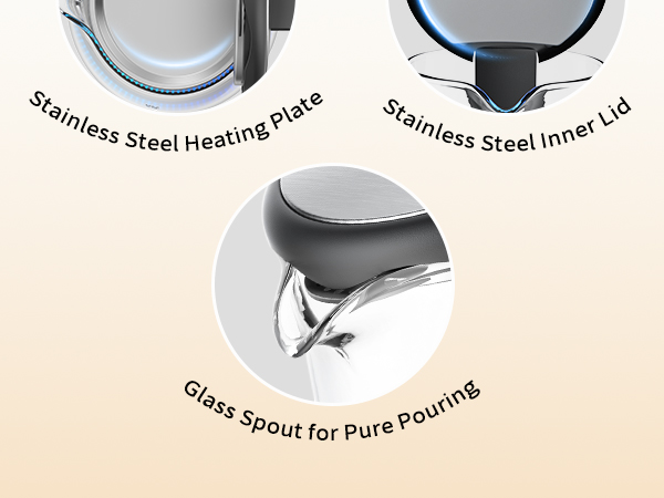 Electric Kettle Glass 2L, 1500W Fast Boiling Hot Water Boiler with Auto Shut-Off, LED Light