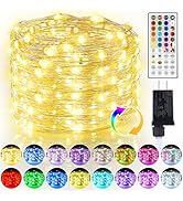 50ft Fairy Lights Plug in, Dimmable 25 Colors 14 Modes RGB+Warm White Color Changing String Light...