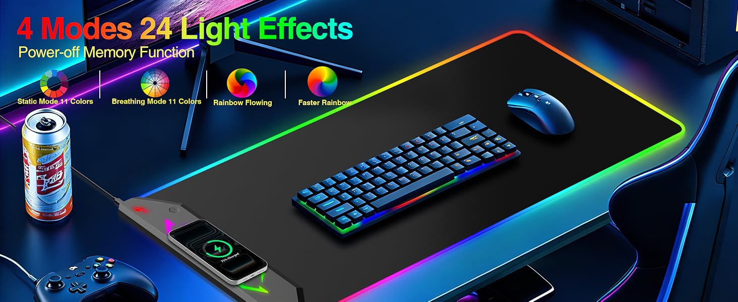 RGB Gaming Mouse Pad with Wireless Charging