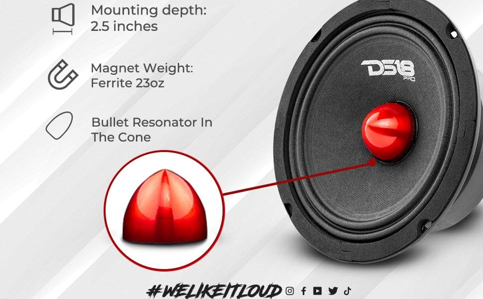 car audio speaker midrange with bullet