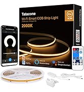 Tatazone 2000K Yellow Smart COB Led Strip Light with App, 16.4ft Bright Dotless WiFi Amber Led Li...
