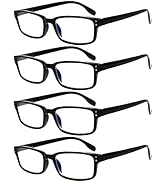 Kerecsen 4 Pack Reading Glasses for Women/Men Spring Hinges Readers Glasses Lightweight Eyeglasses