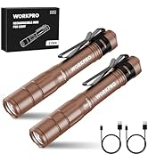 WORKPRO Rechargeable Pen Light, Mini Flashlight, 2 Pack Ultra-Compact EDC Flashlight, Pocket Flas...