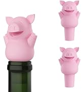 Pund'it 3 Little Swigs Wine Bottle Stoppers, Set of 3 Pig Silicone Champagne and Wine Corks