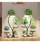 BACEKOLL Plant Stand Indoor with Grow Lights - 2 Pack Plant Shelf, Lighted Corner Plant Stands fo...