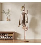Muwuele Solid Wood Cactus Coat Rack, Freestanding Coat Rack With 6 L-Shaped Hooks and 3 Adjustabl...