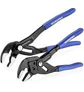 WORKPRO 2-Piece 7-Inch Pliers Wrench &amp; 10-Inch Groove Joint Pliers Set, Quick Adjustment, CR-V St...