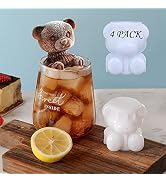 3D Teddy Bear Ice Cube Trays, Ice Bear Mold for Drink, Coffee, Whiskey, Cocktails, Bourbon &amp; Home...