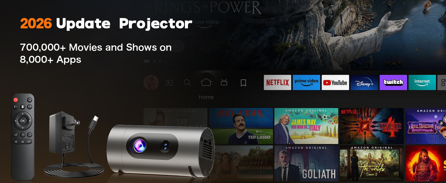 Smart Projector with WiFi and Bluetooth Portable Movie Projectors