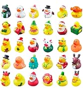 30Pcs Christmas Rubber Ducks,Mini Christmas Ducks Bath Toys Assorted Duckies (2") for Kids,Christ...