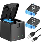 3 Packs Batteries 1800mAh for GoPro Hero 12 with 3 Channel Battery Charging Station Compatible wi...