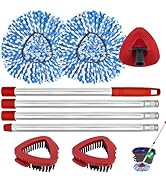 Spin Mop Handle, Mop Replacement Heads,Brush,Base Compatible with OCedar RinseClean 2 Tank,Inclue...