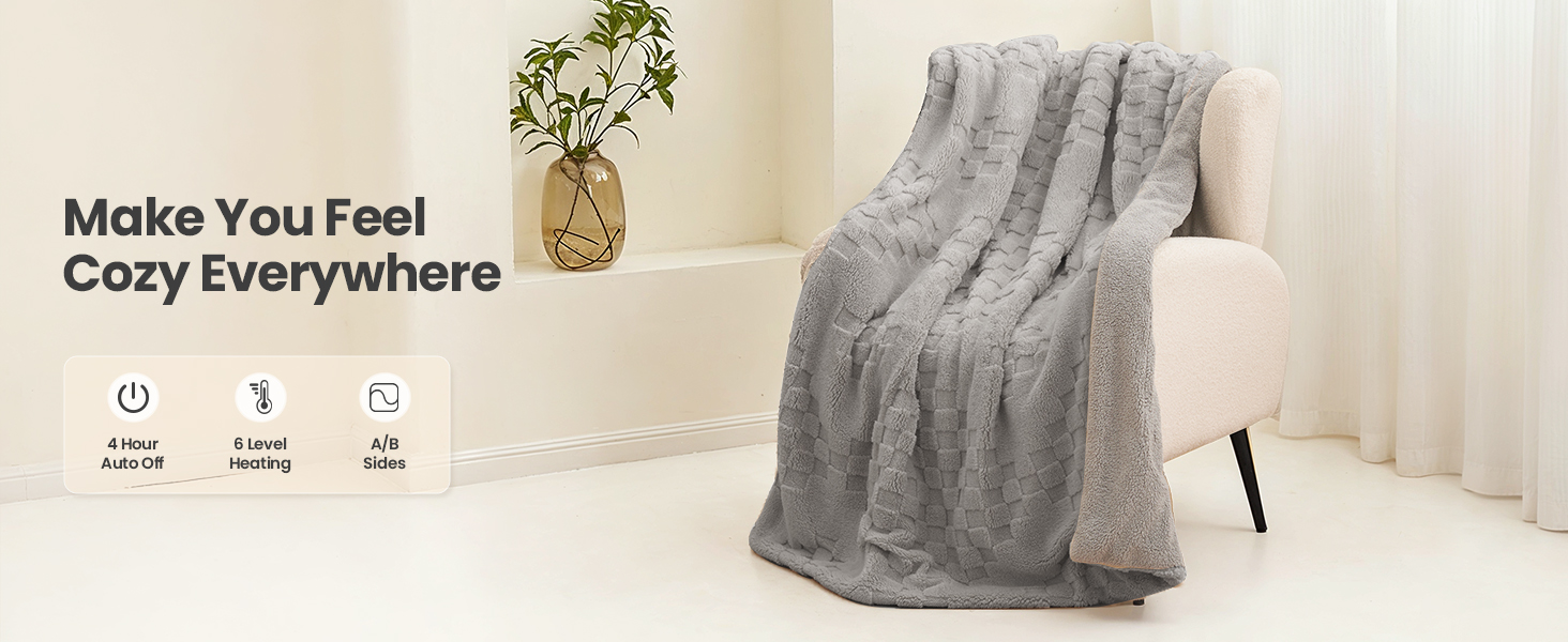 heated electric blanket throw heating fluffy twin queen full size warm sherpa flannel flecee 50x60