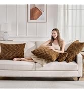 HKMR Faux Fur Fluffy Pillow Cases,Set of 2 Decorative Throw Pillow Cover,Ultra Soft Furry Pillow ...